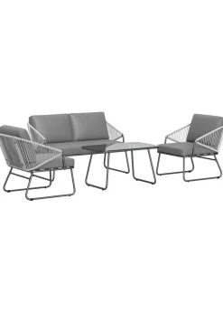 Outsunny 4 Piece Rattan Garden Furniture Set with Cushions