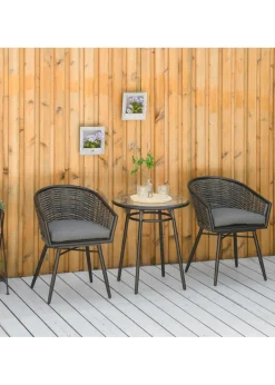 Outsunny 3 Piece Resin Wicker Bistro Outdoor Furniture Set