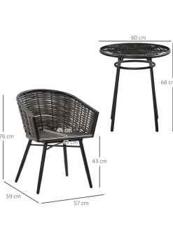 Outsunny 3 Piece Resin Wicker Bistro Outdoor Furniture Set