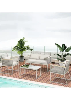 Outsunny 4 Piece Rope Rattan Effect Outdoor Furniture Set