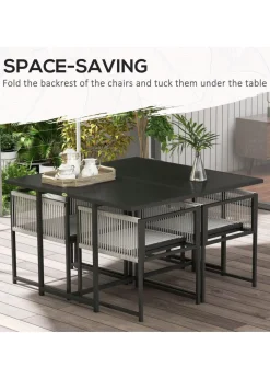 Outsunny 5 Pieces Patio Dining Set with Foldable Back