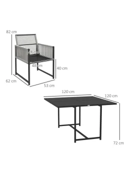 Outsunny 5 Pieces Patio Dining Set with Foldable Back