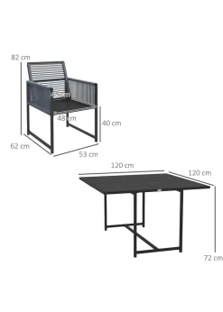 Outsunny 5 Pieces Patio Dining Set with Foldable Back