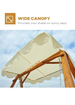 Outsunny 2 Seater Wooden Garden Canopy Swing Chair Hammock Bench