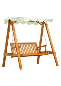 Outsunny 2 Seater Wooden Garden Canopy Swing Chair Hammock Bench