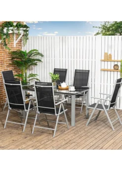 Outsunny Aluminium 7 Piece Garden Dining Set