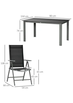 Outsunny Aluminium 7 Piece Garden Dining Set