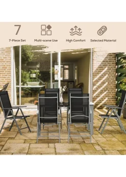 Outsunny Aluminium 7 Piece Garden Dining Set