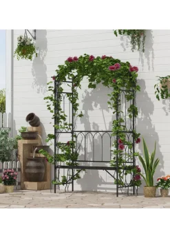 Outsunny Arbour Garden Bench Rose Trellis Arbour Pergola
