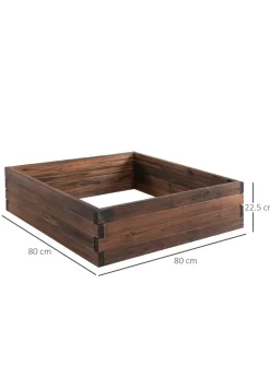 Outsunny Brown Wooden Raised Beds (80L x 80W x 22.5Hcm)