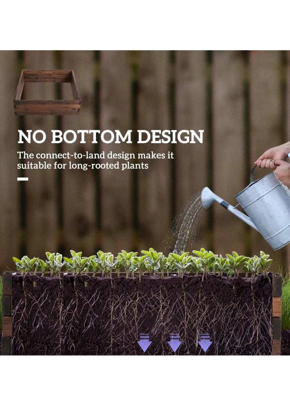 Outsunny Brown Wooden Raised Beds (80L x 80W x 22.5Hcm)