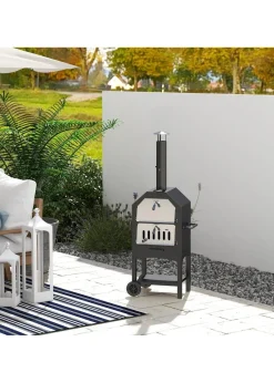 Outsunny Charcoal Tall Ovan Pizza Maker BBQ Grill Outdoor Picnic with Thermometer