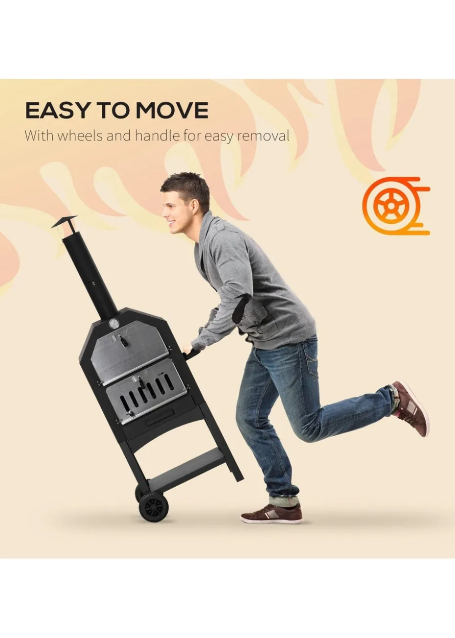 Outsunny Charcoal Tall Ovan Pizza Maker BBQ Grill Outdoor Picnic with Thermometer