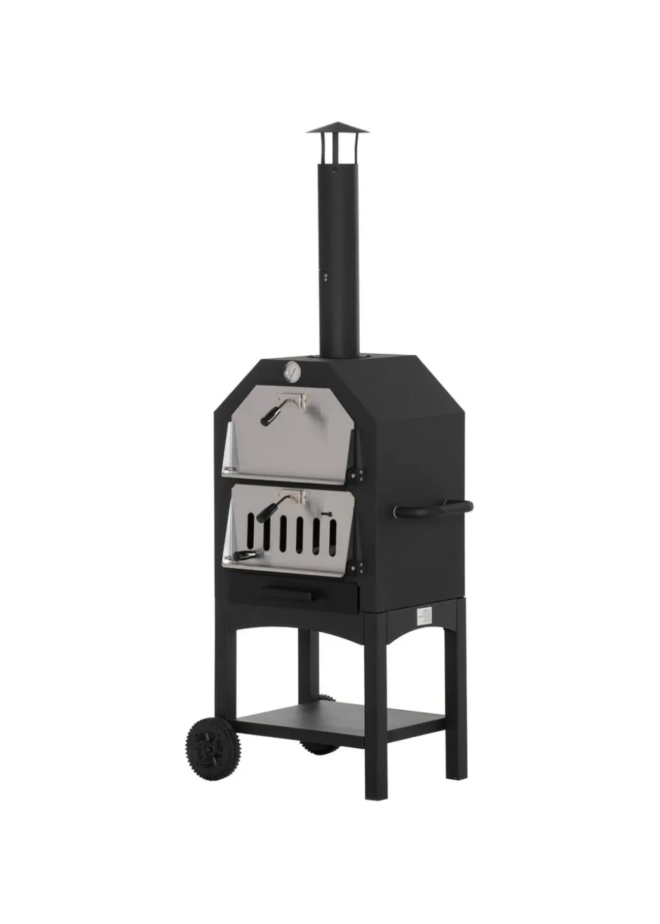 Outsunny Charcoal Tall Ovan Pizza Maker BBQ Grill Outdoor Picnic with Thermometer