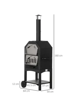 Outsunny Charcoal Tall Ovan Pizza Maker BBQ Grill Outdoor Picnic with Thermometer