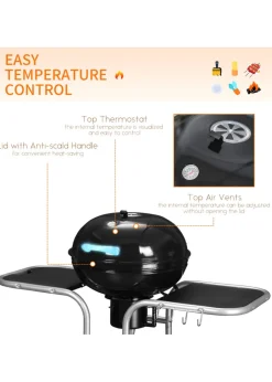 Outsunny Charcoal Trolley Barbecue Grill with Wheels (126cm x 52cm x 96cm)