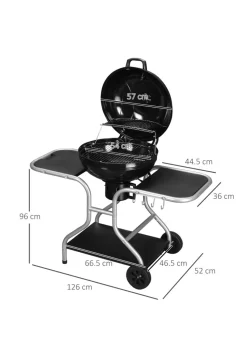 Outsunny Charcoal Trolley Barbecue Grill with Wheels (126cm x 52cm x 96cm)