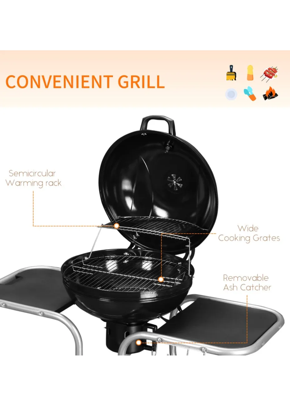 Outsunny Charcoal Trolley Barbecue Grill with Wheels (126cm x 52cm x 96cm)