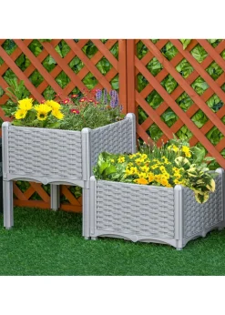 Outsunny 40cm x 40cm x 44cm Set of 2 26L Garden Raised Bed Elevated Patio Flower Plant Planter Box