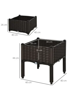 Outsunny 40cm x 40cm x 44cm Set of 2 26L Garden Raised Bed Elevated Patio Flower Plant Planter Box
