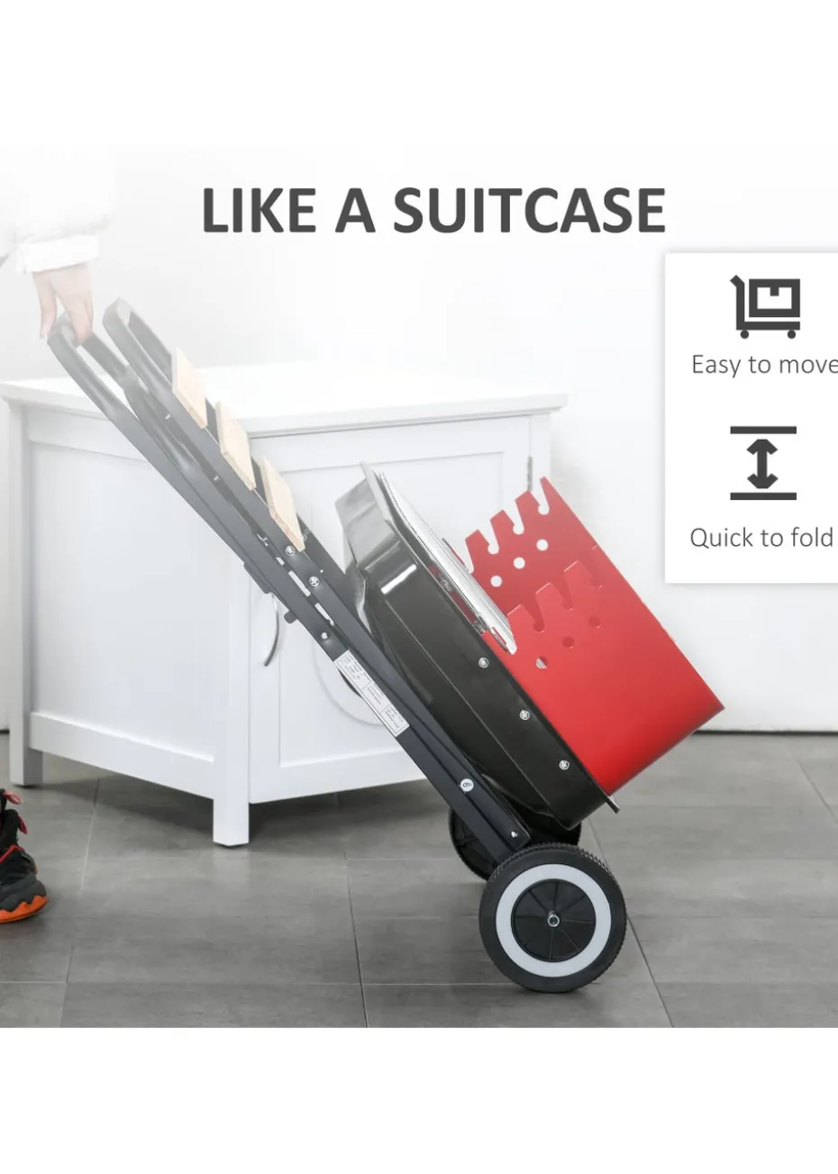 Outsunny Foldable Charcoal Barbecue Grill with Wheels (57cm x 64cm x 83cm)