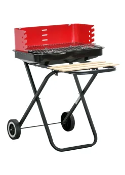 Outsunny Foldable Charcoal Barbecue Grill with Wheels (57cm x 64cm x 83cm)