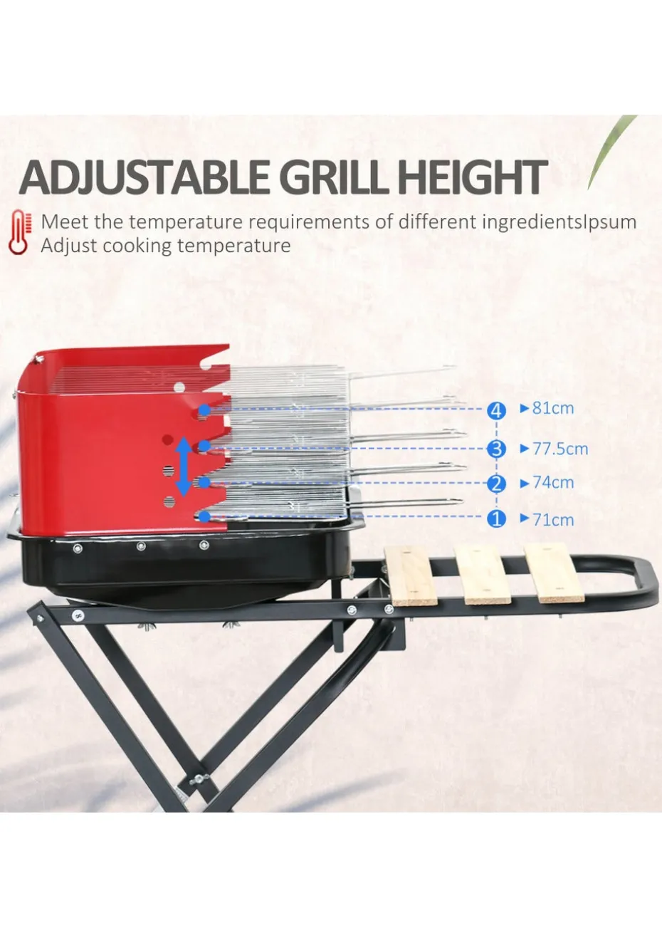 Outsunny Foldable Charcoal Barbecue Grill with Wheels (57cm x 64cm x 83cm)