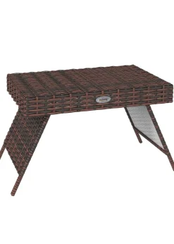 Outsunny Foldable Outdoor Coffee Table Steel Frame Rattan Side Table