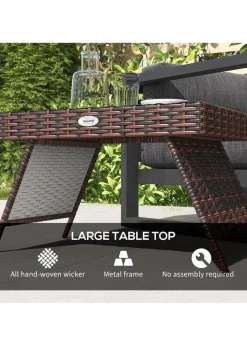 Outsunny Foldable Outdoor Coffee Table Steel Frame Rattan Side Table