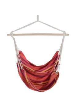 Outsunny Garden Hammock Chair with Wooden Support Bar Cotton Cloth, Portable Garden Chair