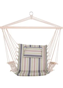 Outsunny Garden Outdoor Hanging Hammock Chair Thick Rope Multicoloured stripes