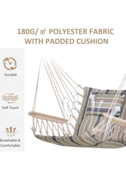 Outsunny Garden Outdoor Hanging Hammock Chair Thick Rope Multicoloured stripes