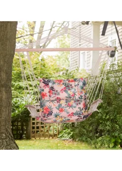 Outsunny Garden Outdoor Hanging Hammock Chair Thick Rope Multicoloured stripes