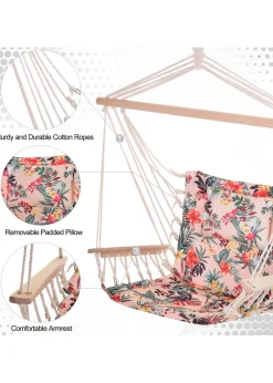 Outsunny Garden Outdoor Hanging Hammock Chair Thick Rope Multicoloured stripes