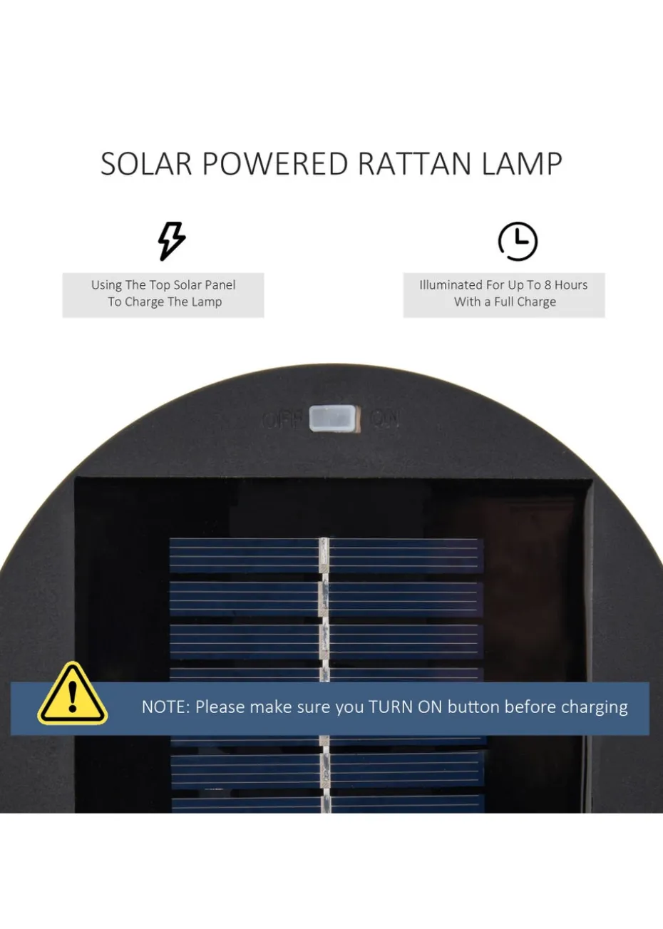 Outsunny Garden Solar Powered Lights Woven Wicker Lantern