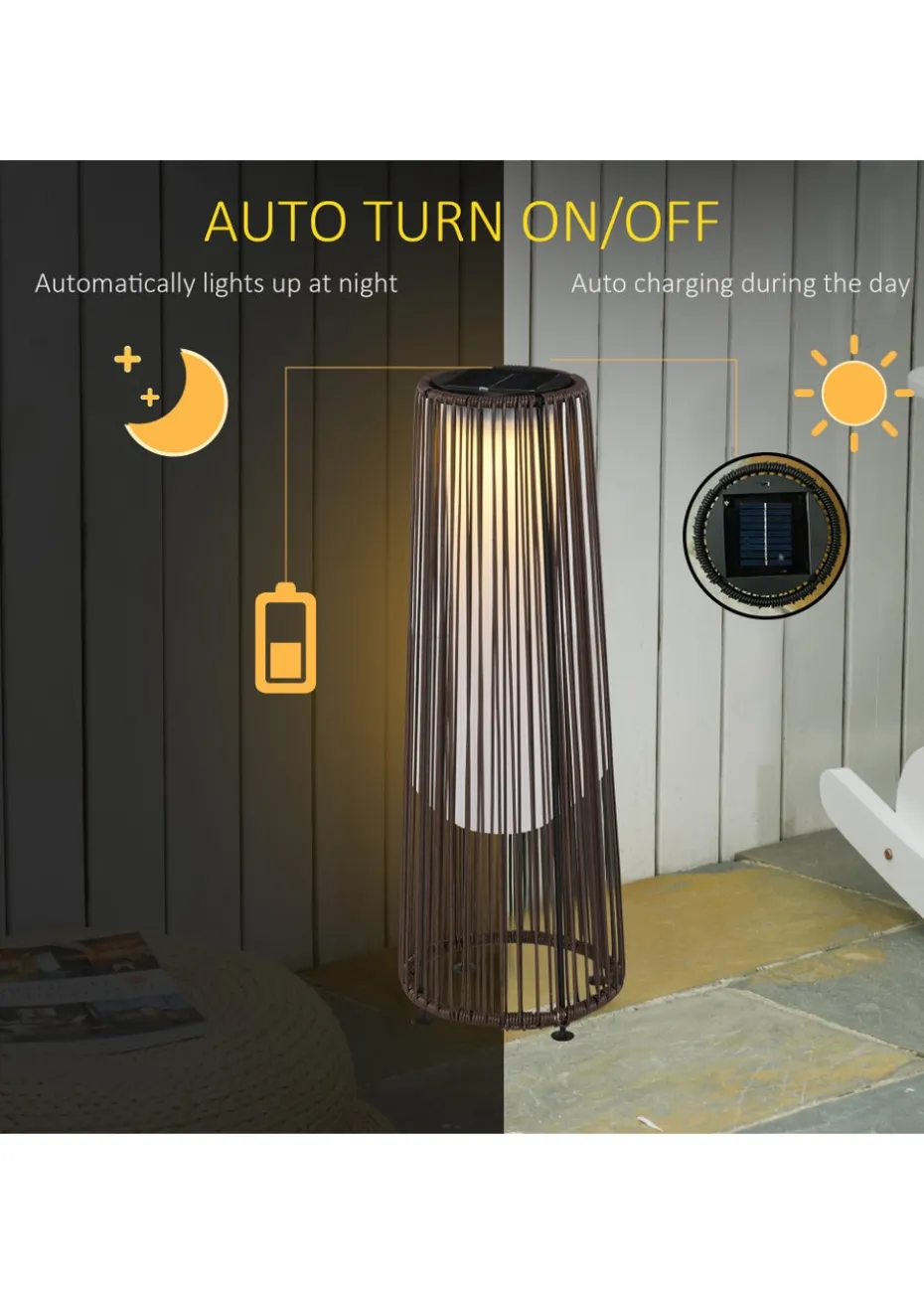 Outsunny Garden Solar Powered Lights Woven Wicker Lantern