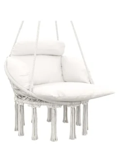Outsunny Hammock Chair Boho Hanging Swing Chair with Cushion