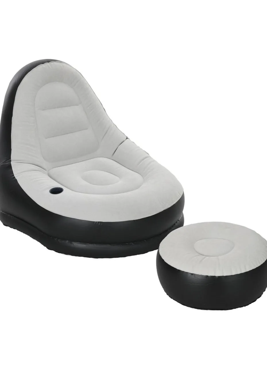 Outsunny Inflatable Chair & Foot Stool for Gaming, Reading, & Watching
