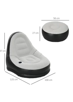 Outsunny Inflatable Chair & Foot Stool for Gaming, Reading, & Watching