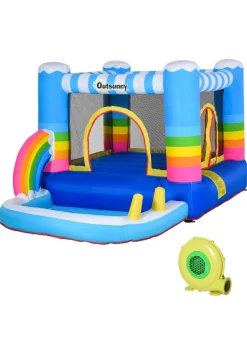 Outsunny Inflatable Rainbow Bouncy Castle (155cm x 280cm x 170cm)