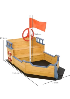 Outsunny Kids Wooden Pirate Ship Sandpit