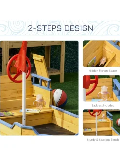 Outsunny Kids Wooden Pirate Ship Sandpit