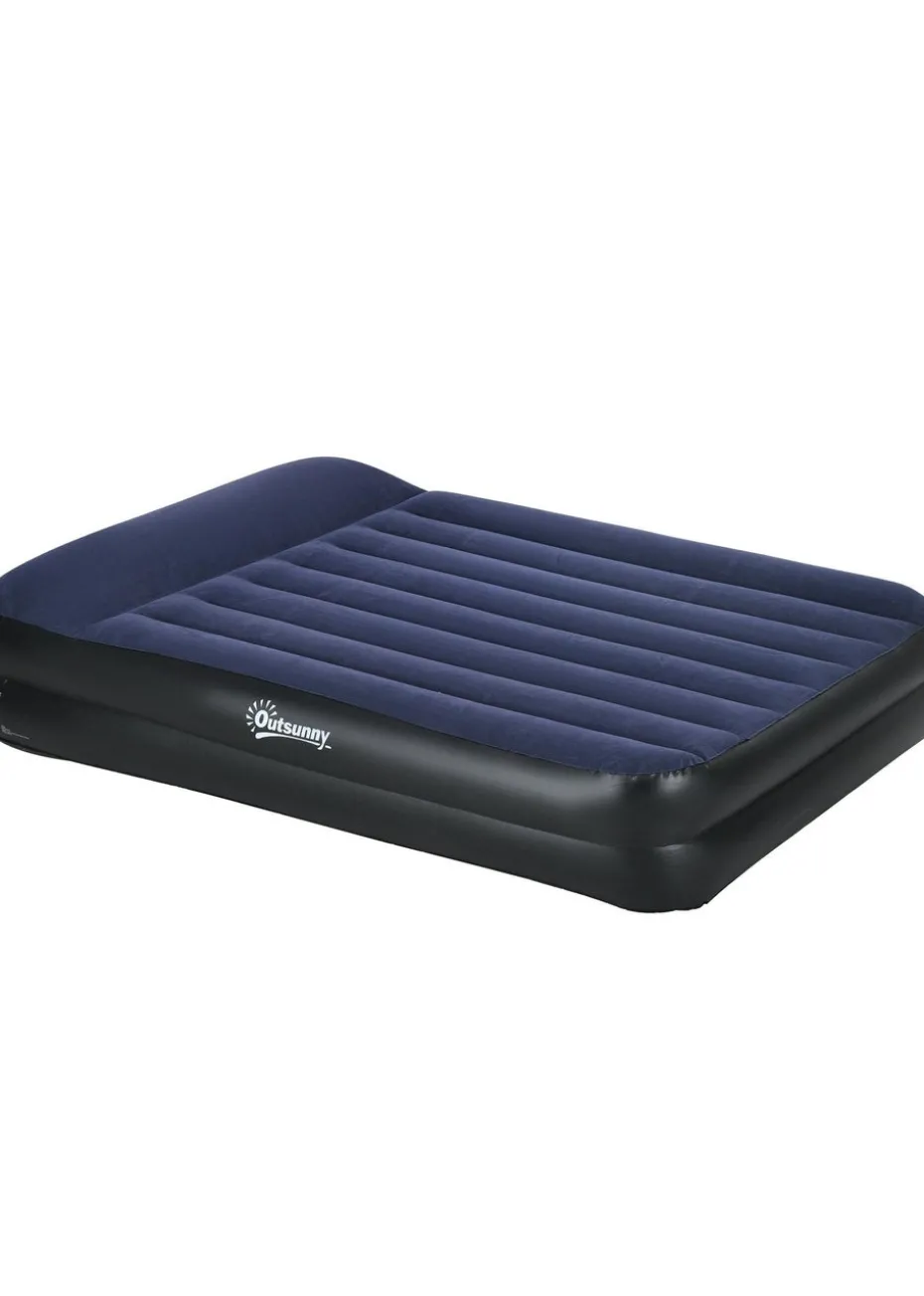 Outsunny King Inflatable Mattress with Electric Pump & Integrated Pillow
