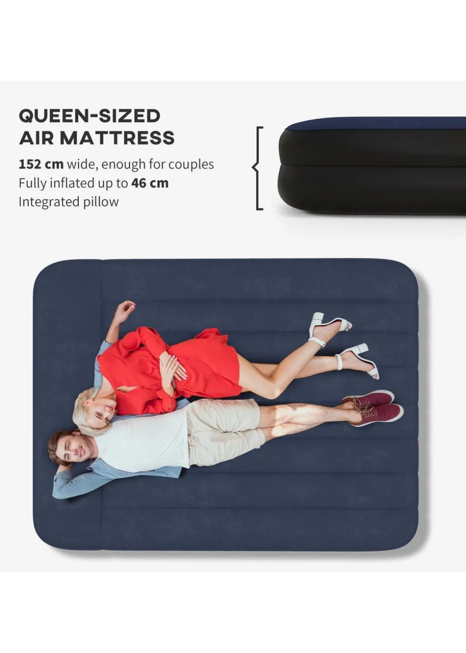 Outsunny King Inflatable Mattress with Electric Pump & Integrated Pillow