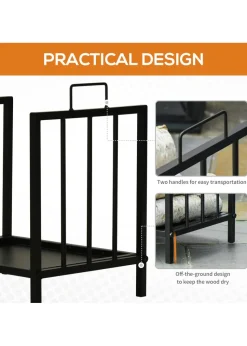 Outsunny Metal Firewood Log Holder  Firewood Rack