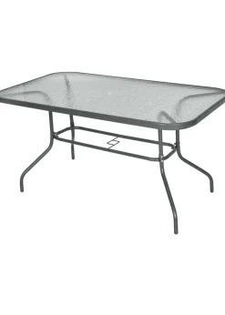 Outsunny Metal Garden Table with Umbrella Hole, 140L x 80Wcm