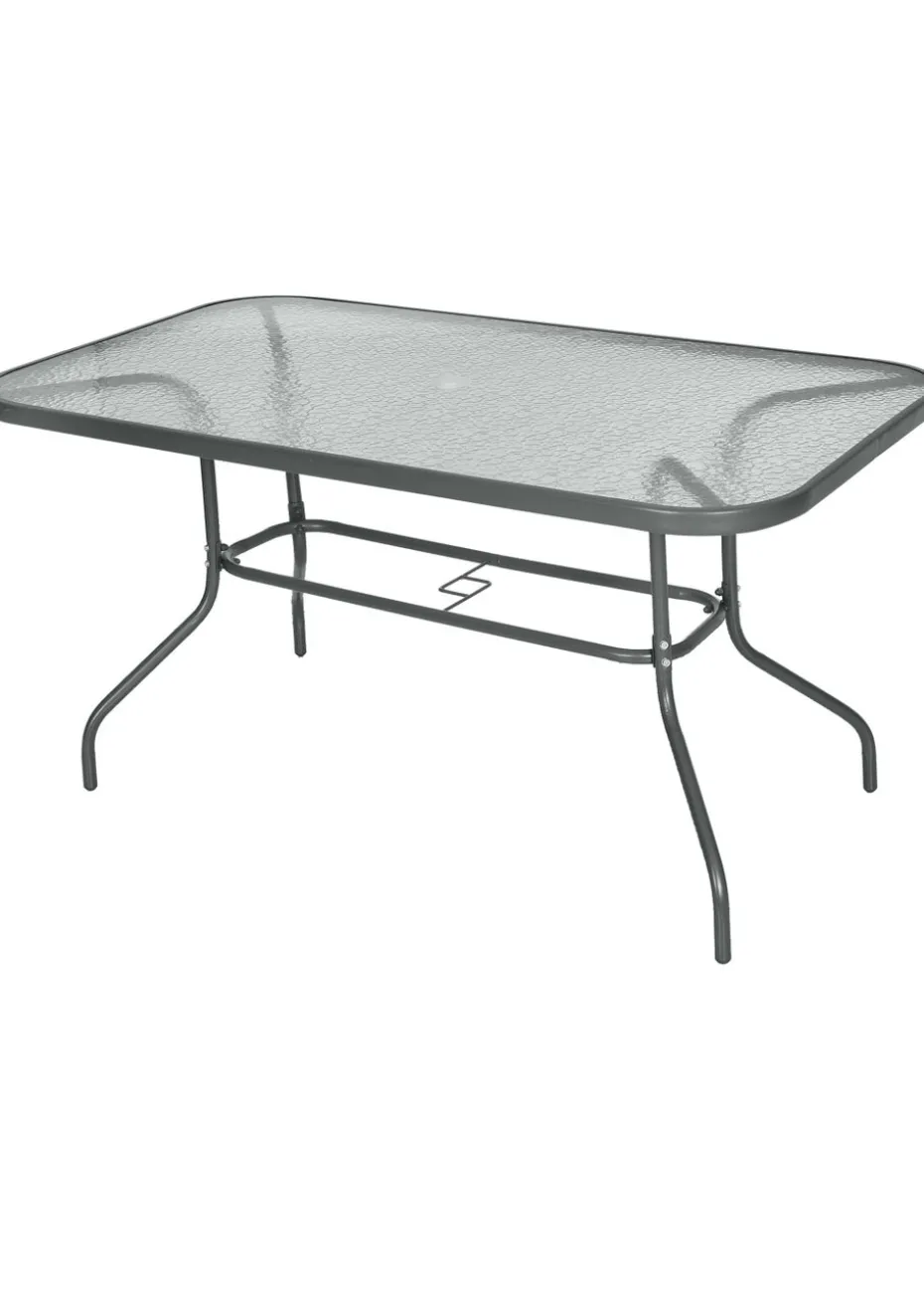 Outsunny Metal Garden Table with Umbrella Hole, 140L x 80Wcm