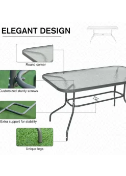 Outsunny Metal Garden Table with Umbrella Hole, 140L x 80Wcm