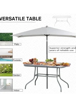 Outsunny Metal Garden Table with Umbrella Hole, 120L x 80Wcm