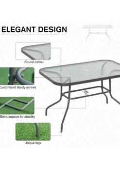 Outsunny Metal Garden Table with Umbrella Hole, 120L x 80Wcm